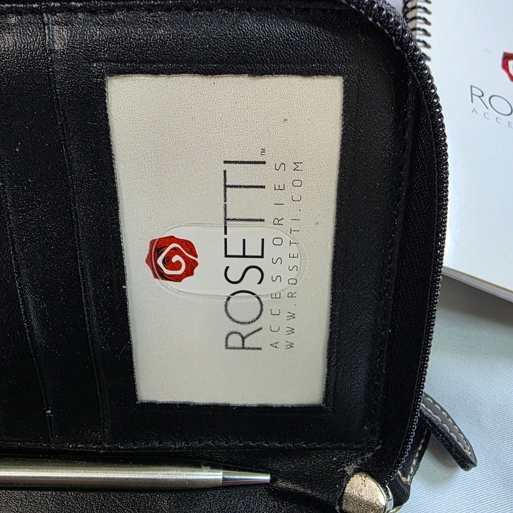 Vintage Rosetti Black Organizer Crossbody Bag Wallet Calculator Mirror retro - Picture 4 of 16